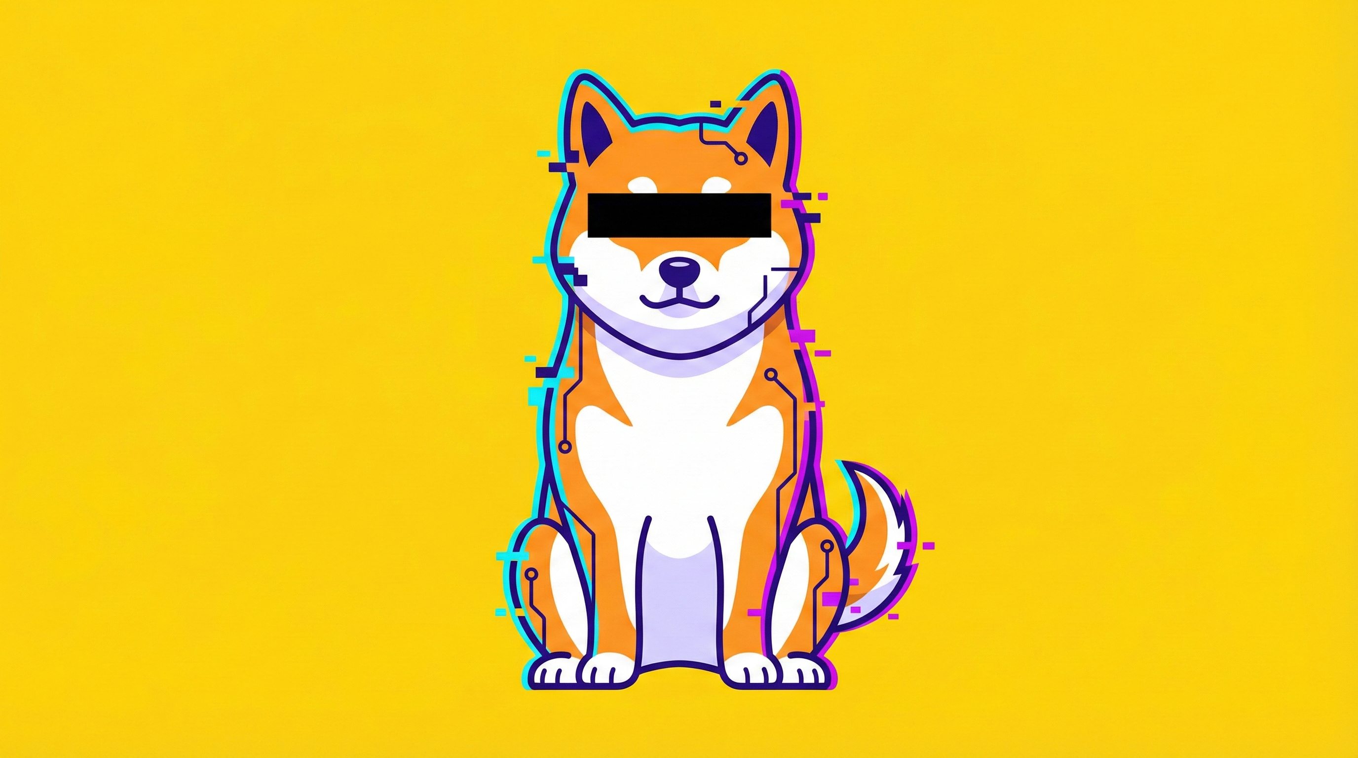 Censored Shiba Inu mascot with black bar over eyes